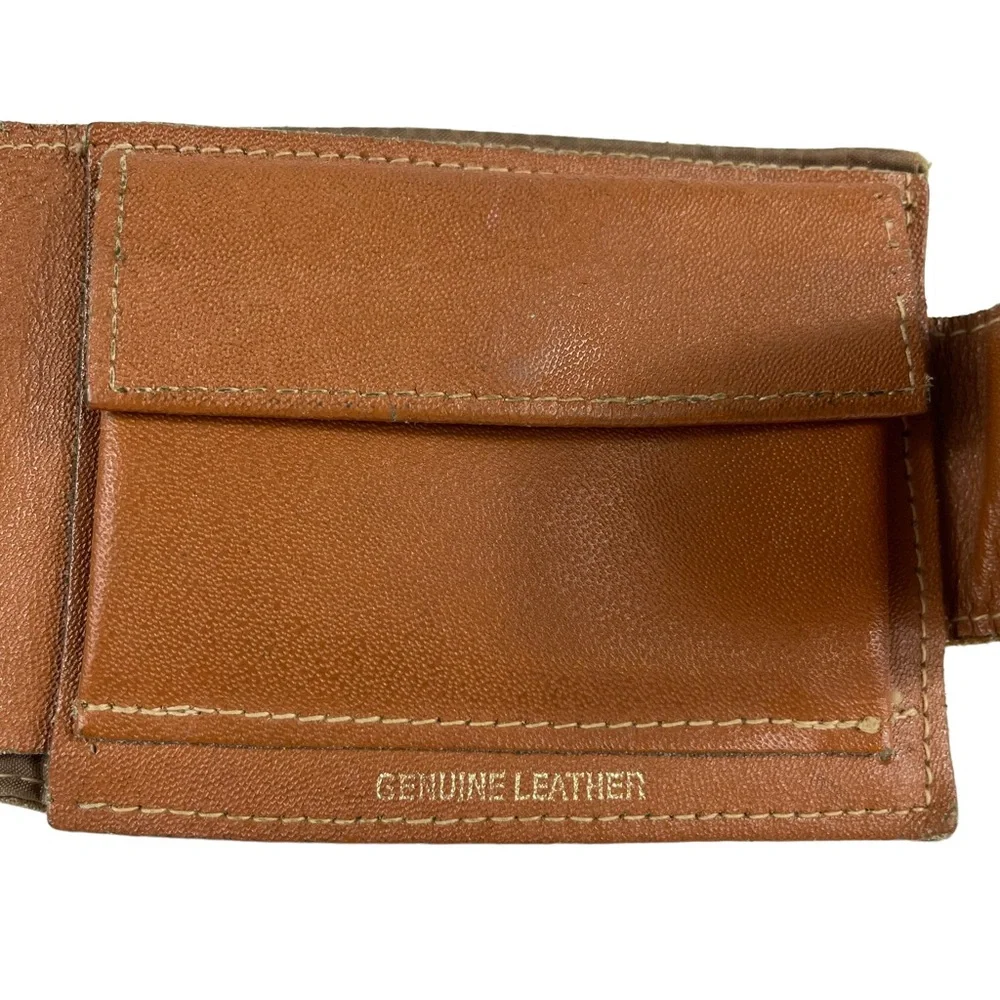 Vintage Genuine Leather Mens Wallet Single Bill Fold Snap Closure Change Pocket
